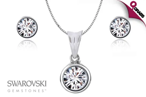For QR115 Sparkle with a Gorgeous Sterling Silver Necklace & Earrings Set made with Swarovski Zirconia! (QR650 Value)